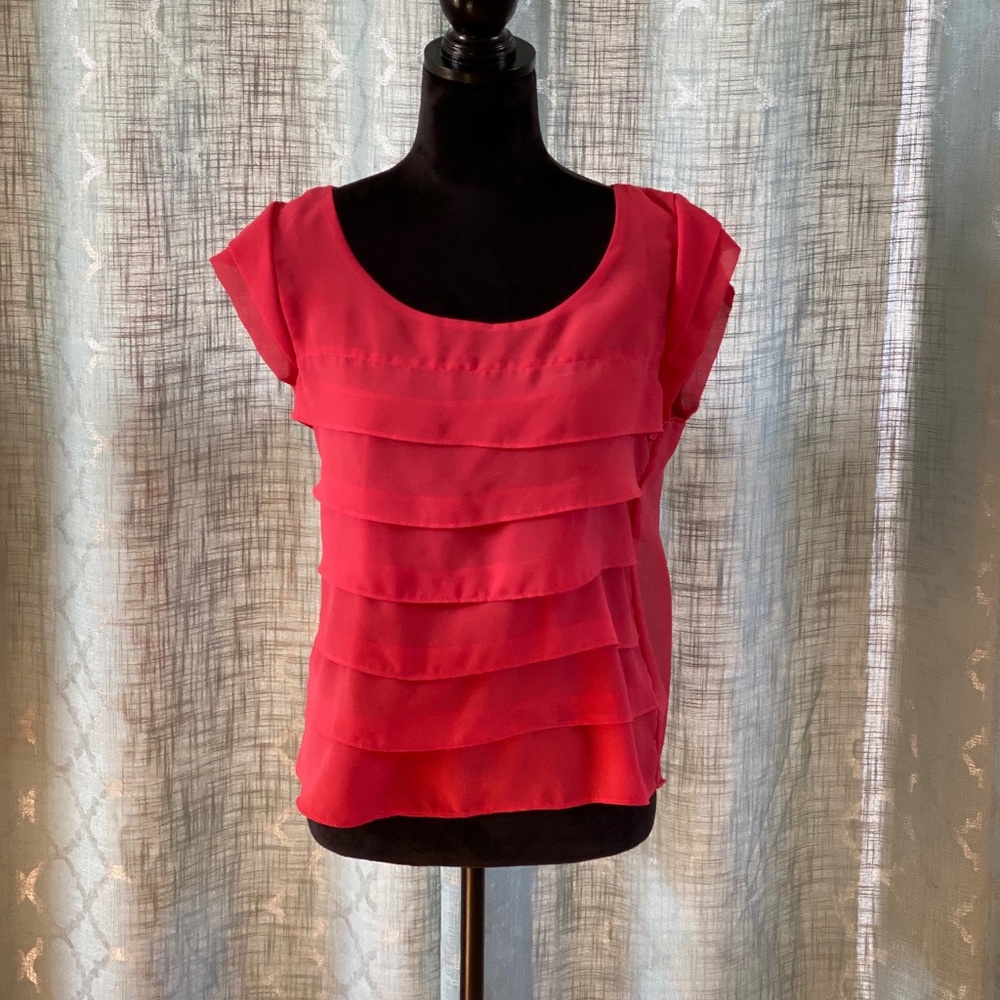 AMERICAN EAGLE OUTFITTERS PINK SHEER BLOUSE (M)